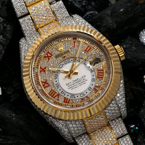 Rolex Sky-Dweller Diamond Watch, 326933 42mm, White Diamond Dial With 25.75 CT Diamonds
