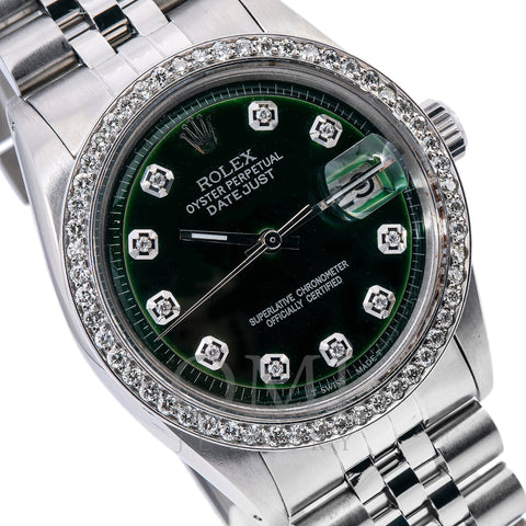 Rolex Datejust 1603 36MM Green Diamond Dial With 1.20 CT Diamonds