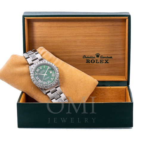Rolex Datejust Diamond Watch, 6605 36mm, Green Diamond Dial With 8.25 CT Diamonds