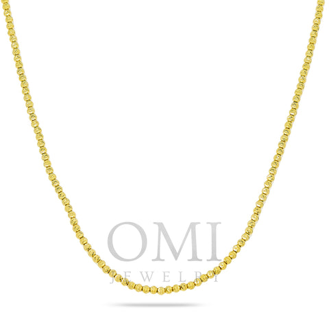 10K Yellow Gold 3mm Moon Bead Chain Available In Sizes 18