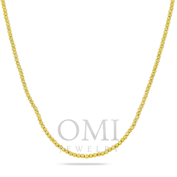 10K Yellow Gold 3mm Moon Bead Chain Available In Sizes 18