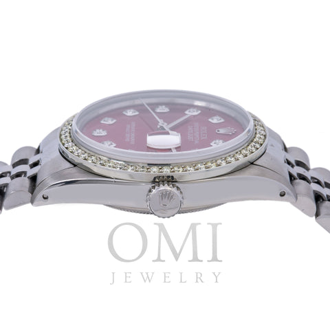 Rolex Datejust Diamond Watch, 16014 36mm, Red Diamond Dial With 1.20 CT Diamonds