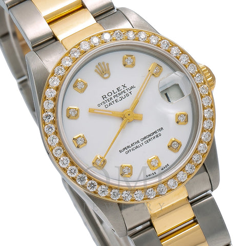 Rolex Datejust Diamond Watch, 68273 31mm, White Diamond Dial With 1.15 CT Diamonds