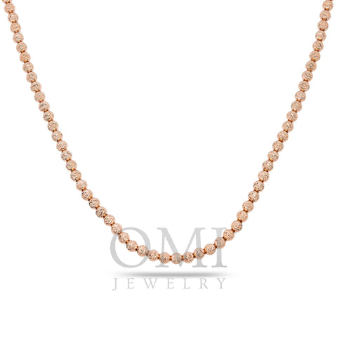 10k Rose Gold 4mm Moon Bead Chain Available In Sizes 18