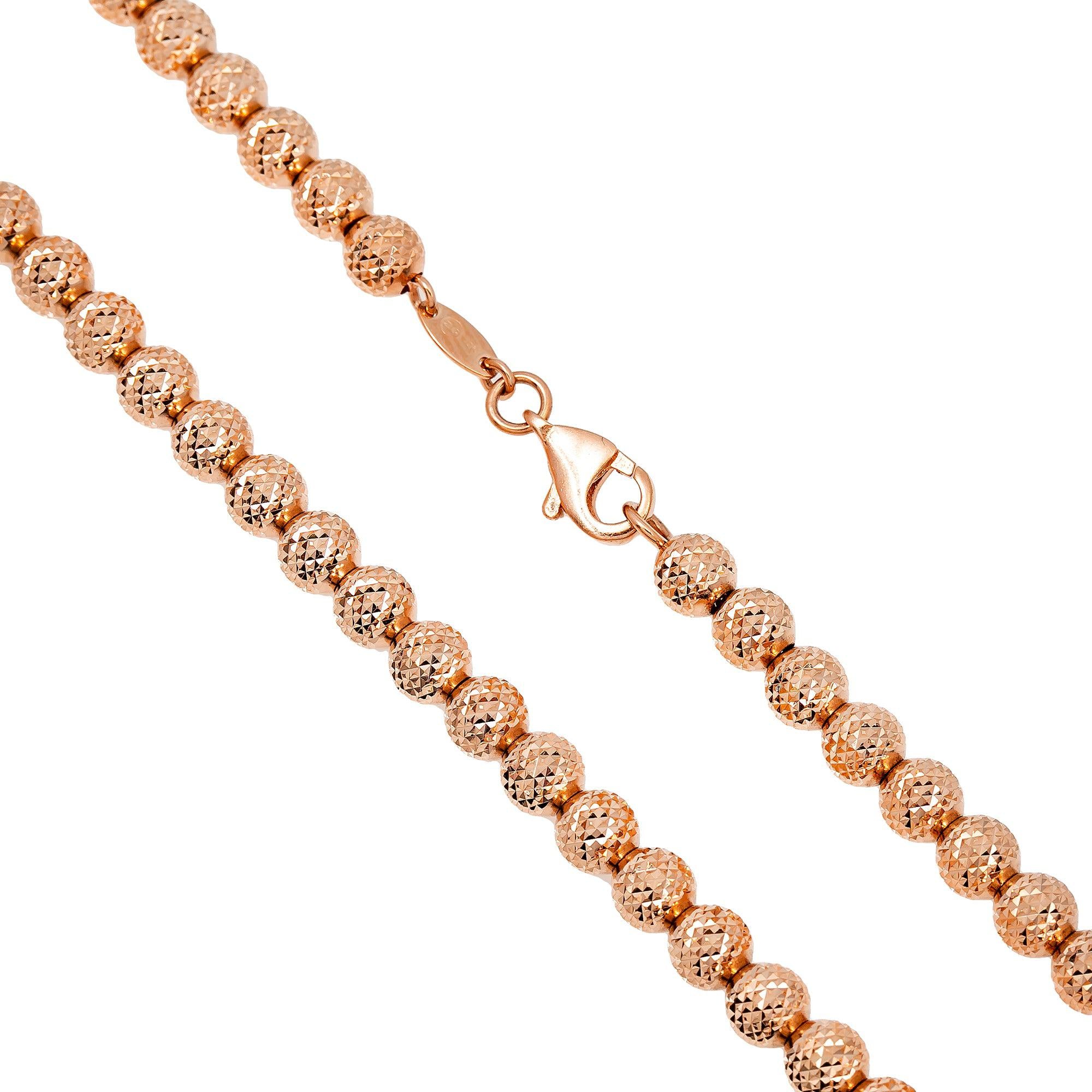 10k Rose Gold 4mm Moon Bead Chain Available In Sizes 18"-28"