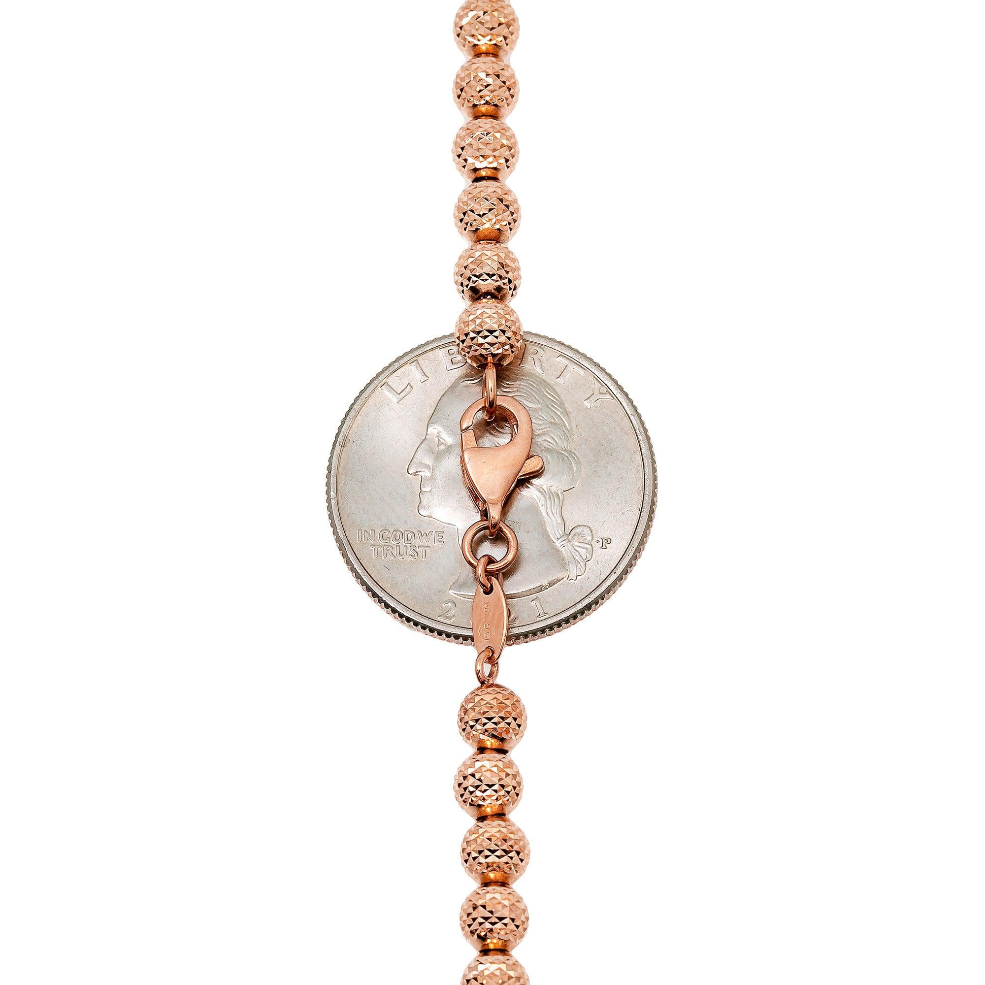 10k Rose Gold 4mm Moon Bead Chain Available In Sizes 18"-28"