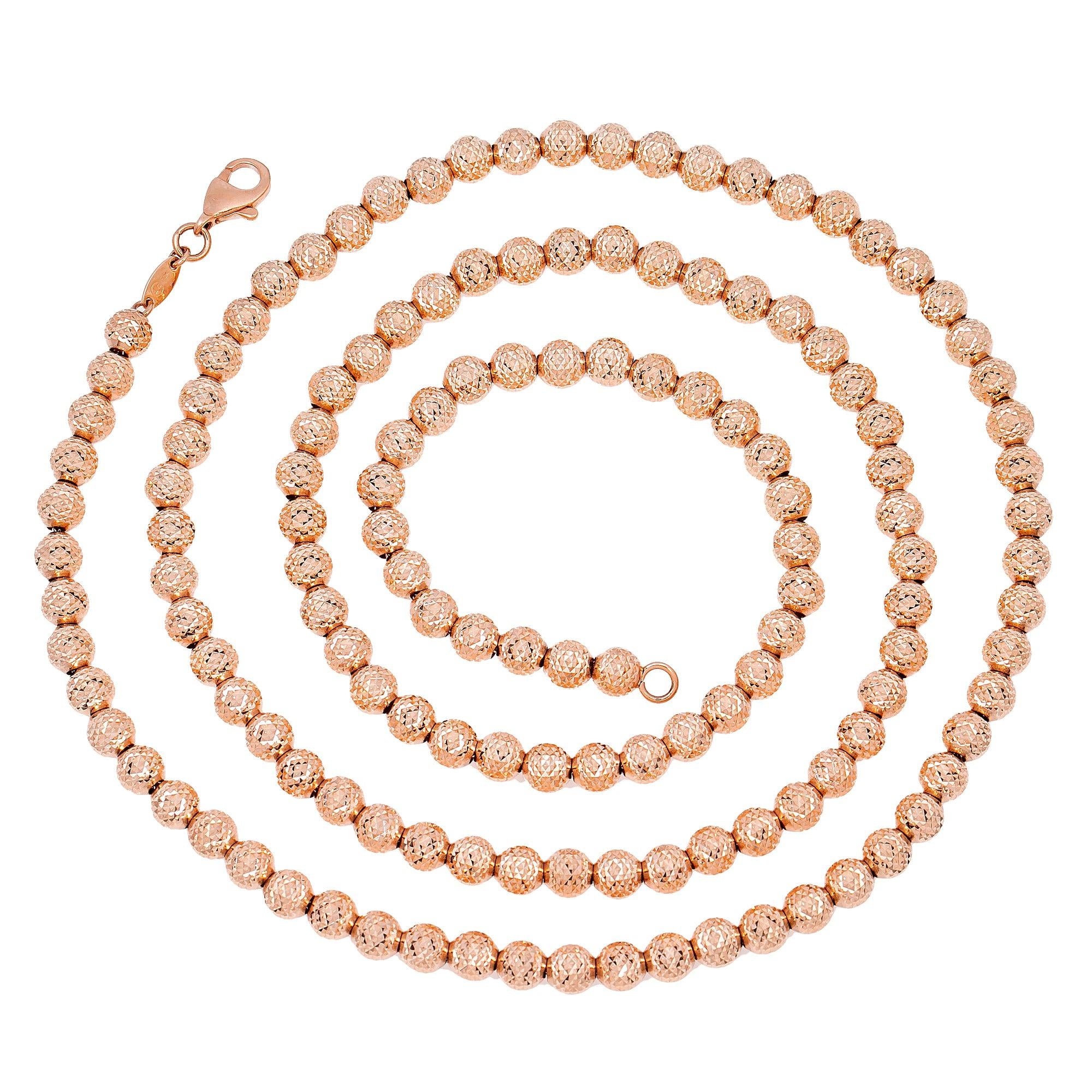 10k Rose Gold 4mm Moon Bead Chain Available In Sizes 18