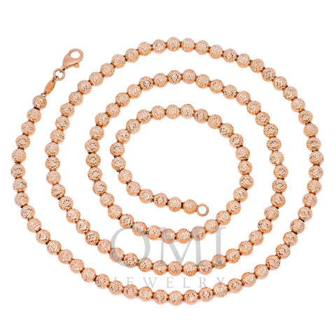 10k Rose Gold 4mm Moon Bead Chain Available In Sizes 18