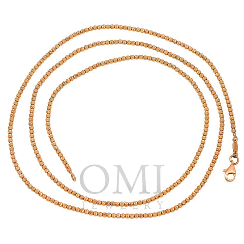10k Rose Gold 2mm Laser Moon Chain Available In Sizes 18