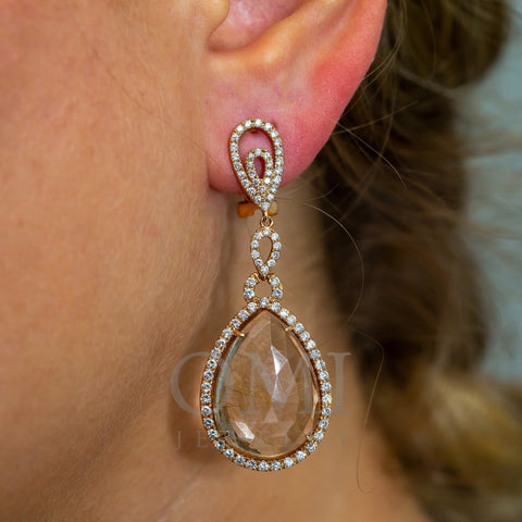 18K Rose Gold White Diamond Drop Earrings 2.08 CTW