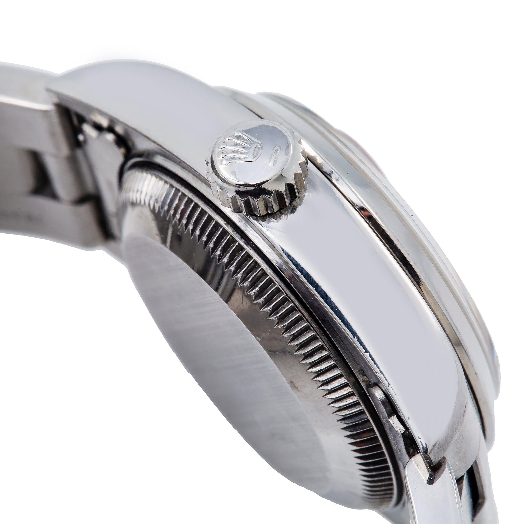 Rolex Datejust 26MM 69160 Red Diamond Dial Smooth Bezel Stainless Steel Oyster Bracelet