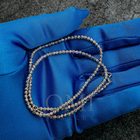 10k White Gold 3mm Moon Bead Chain Available In Sizes 18