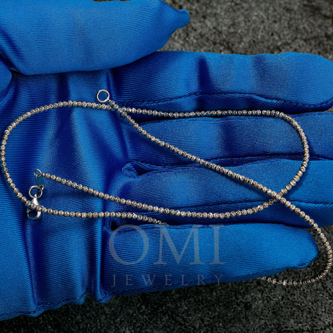10k White Gold 2mm Moon Bead Chain Available In Sizes 18