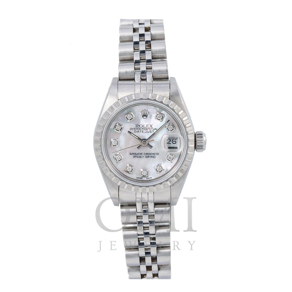 Rolex Oyster Perpetual Lady Datejust 69240 26MM Silver Diamond Dial With Stainless Steel Jubilee Bracelet