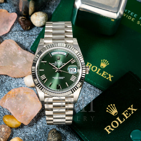 ROLEX DAY DATE 40 WHITE GOLD ANNIVERSARY GREEN DIAL 228239