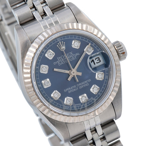 Rolex Lady-Datejust 69174 26MM Blue Diamond Dial With Stainless Steel Jubilee Bracelet