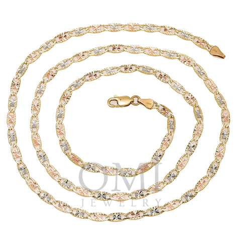 14k Tricolor Fancy 4mm Chain Available In Sizes 18
