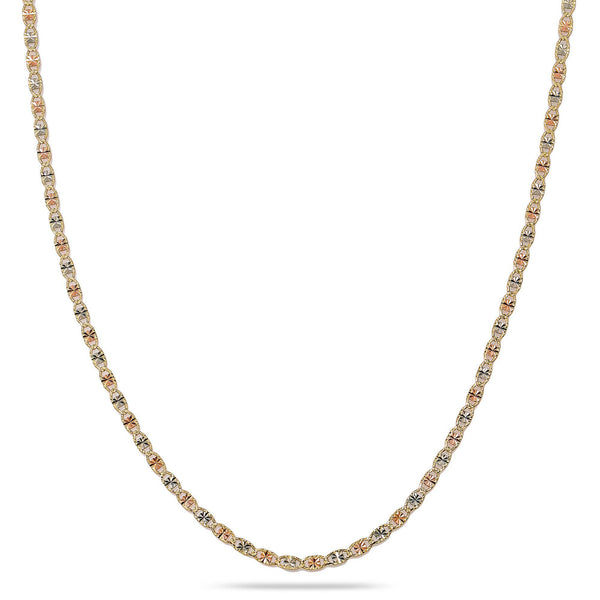 14K YELLOW GOLD 3MM TRICOLOR FANCY CHAIN