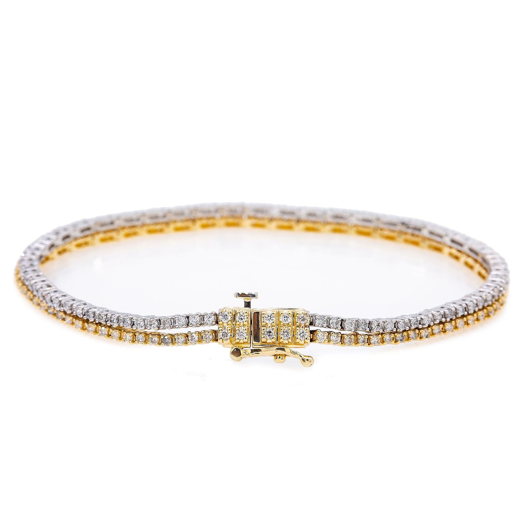 14K YELLOW/WHITE GOLD LADIES BRACELET WITH 2.20 CT DIAMONDS