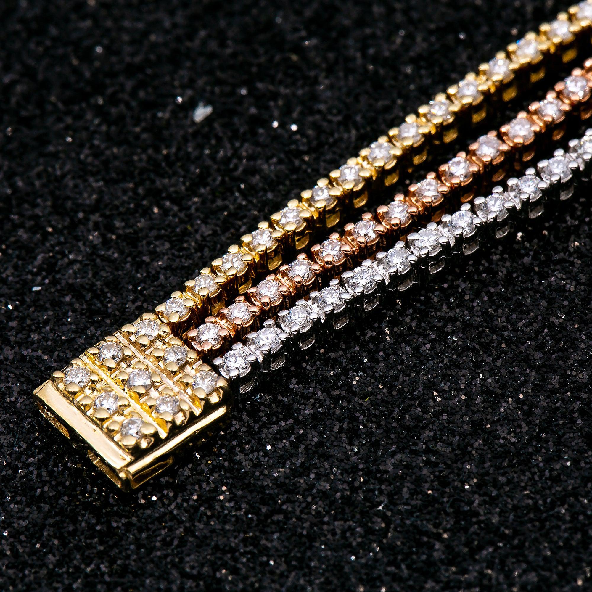 14K YELLOW/WHITE/ROSE GOLD LADIES BRACELET WITH 3.05 CT DIAMONDS