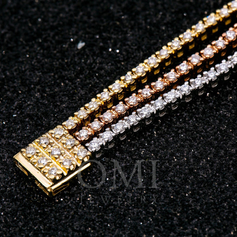 14K YELLOW/WHITE/ROSE GOLD LADIES BRACELET WITH 3.05 CT DIAMONDS