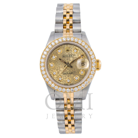 Rolex Lady-Datejust 69173 26MM Champagne Diamond Dial With Two Tone Jubilee Bracelet