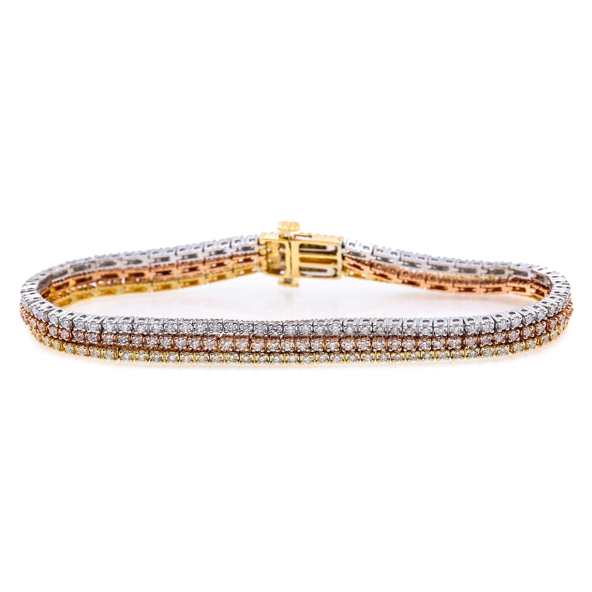 14K YELLOW/WHITE/ROSE GOLD LADIES BRACELET WITH 3.05 CT DIAMONDS