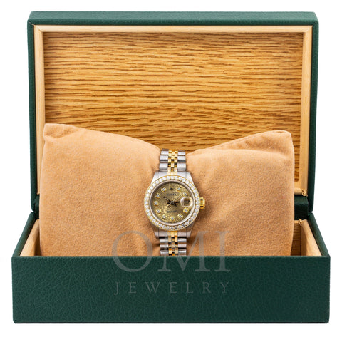 Rolex Lady-Datejust 69173 26MM Champagne Diamond Dial With Two Tone Jubilee Bracelet