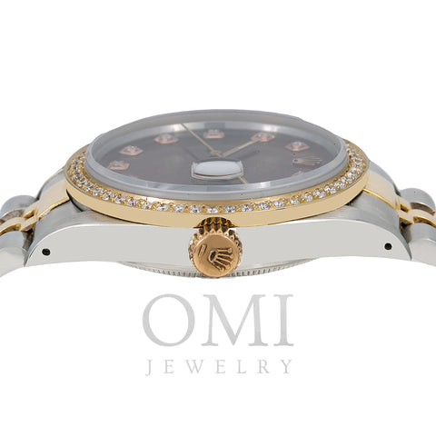Rolex Datejust Diamond Watch, 16013 36mm, Brown Diamond Dial With 1.20 CT Diamonds