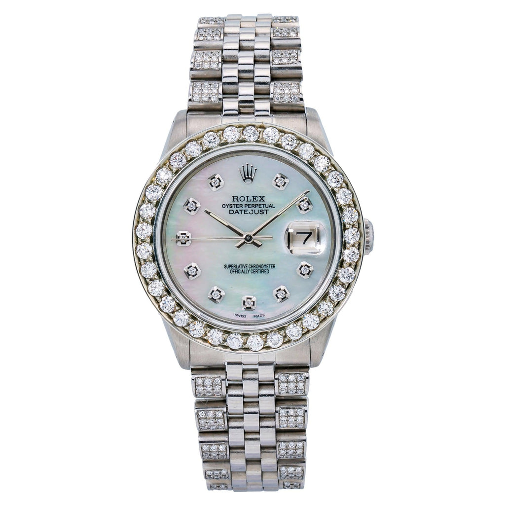 Rolex Datejust 1601 36MM White Mother of Pearl Diamond Dial With