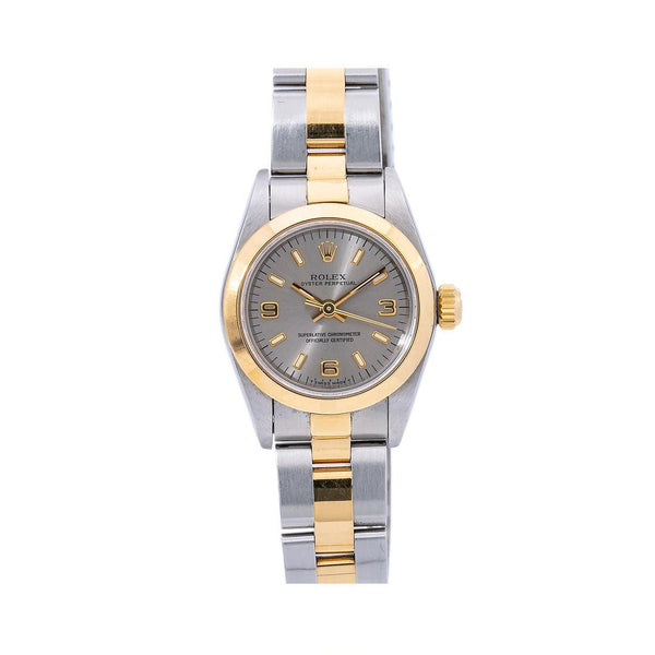 荘厳（フランク） Rolex Oyster Perpetual 26MM 67183 Gray Arabic Dial Smooth Bezel