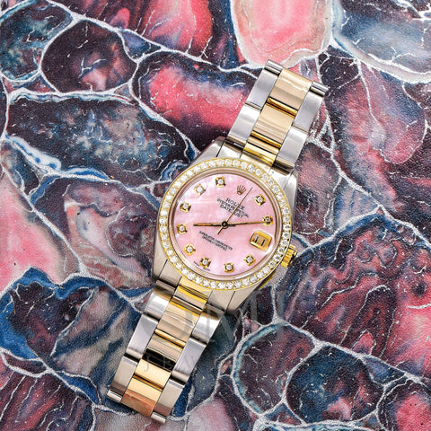 Rolex Datejust 6827 31MM Pink Diamond Dial With Two Tone Bracelet