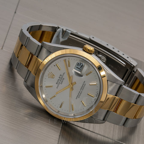 Rolex Oyster Perpetual Date 15203 34MM Silver Dial With Two Tone Oyster Bracelet