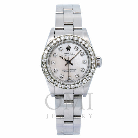 Rolex Oyster Perpetual 26MM Silver Diamond Dial With Stainless Steel Oyster Bracelet