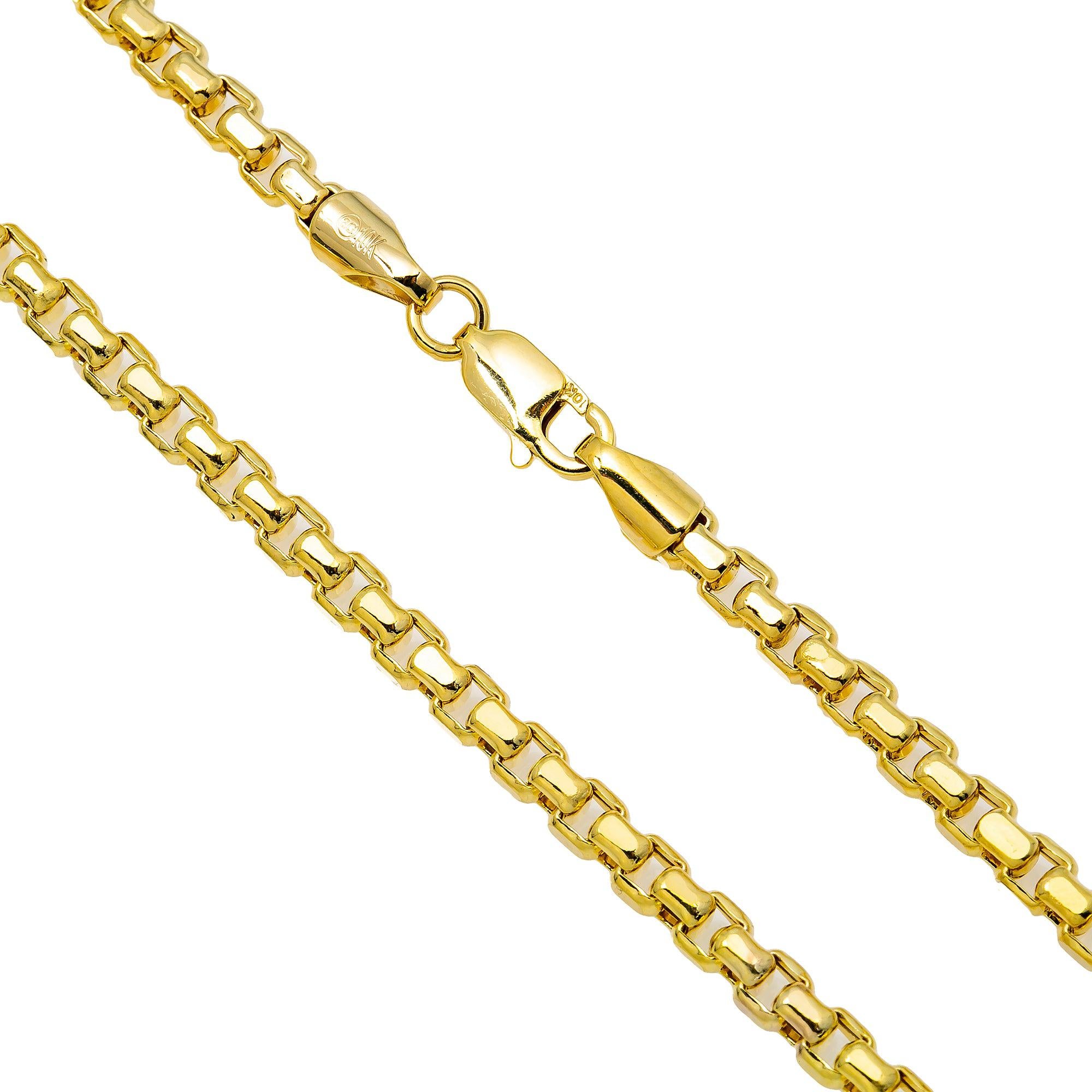 10k Yellow Gold 3.4mm Hollow Box Chain Available In Sizes 18"-26"
