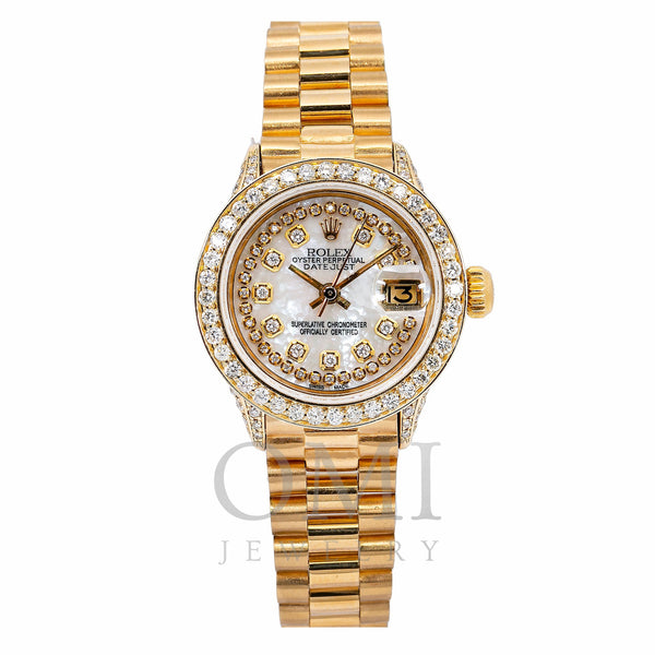 Rolex Oyster Perpetual Lady Datejust 6517 26MM White Diamond Dial With Yellow Gold Bracelet