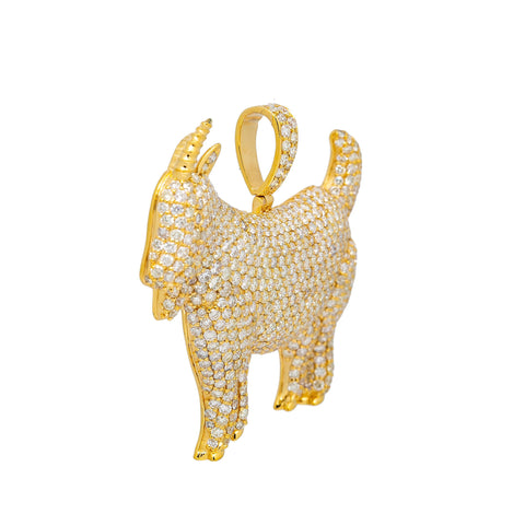 14K YELLOW GOLD DIAMOND GOAT PENDANT