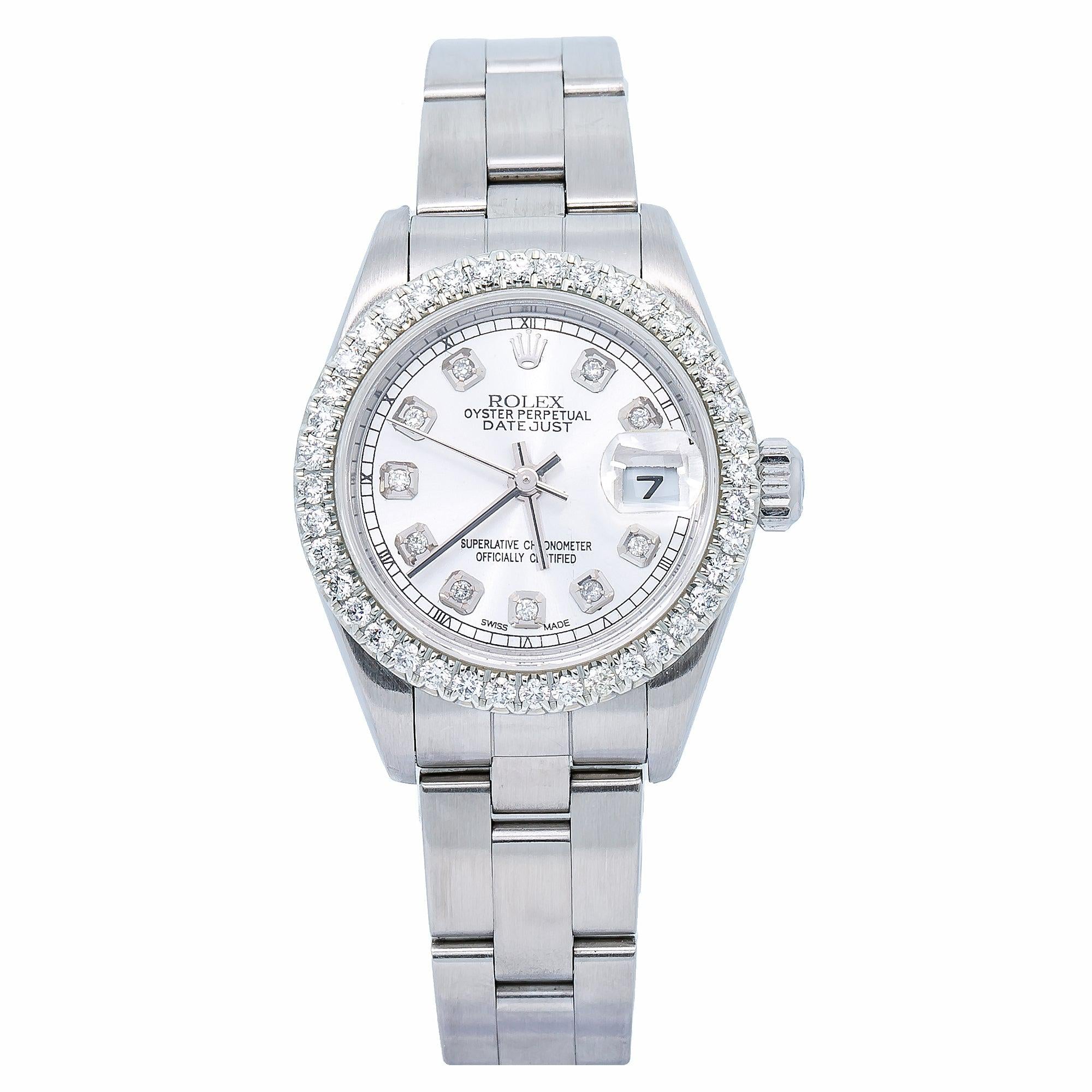 Rolex Datejust 26MM 69160 Mother of Pearl Diamond Dial Diamond Bezel Stainless Steel Oyster Bracelet