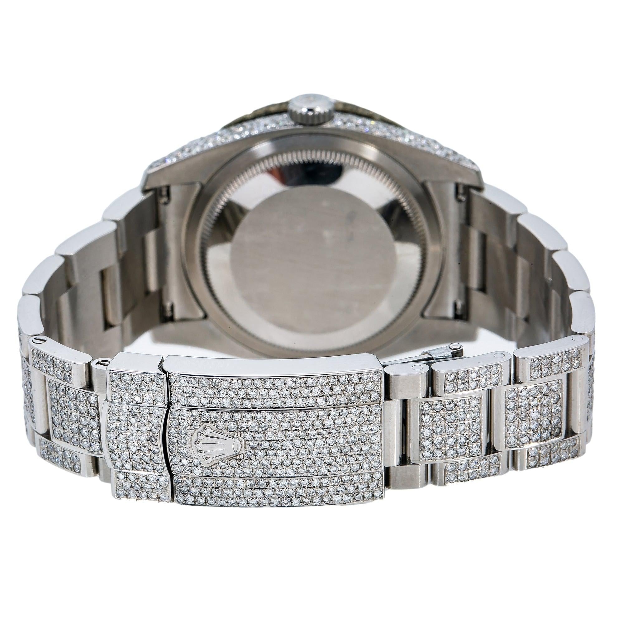 Rolex Datejust 36MM 116200 Diamond Paved Red Roman Dial Diamond Bezel Stainless Steel Full Diamond Oyster Bracelet 11.25ct