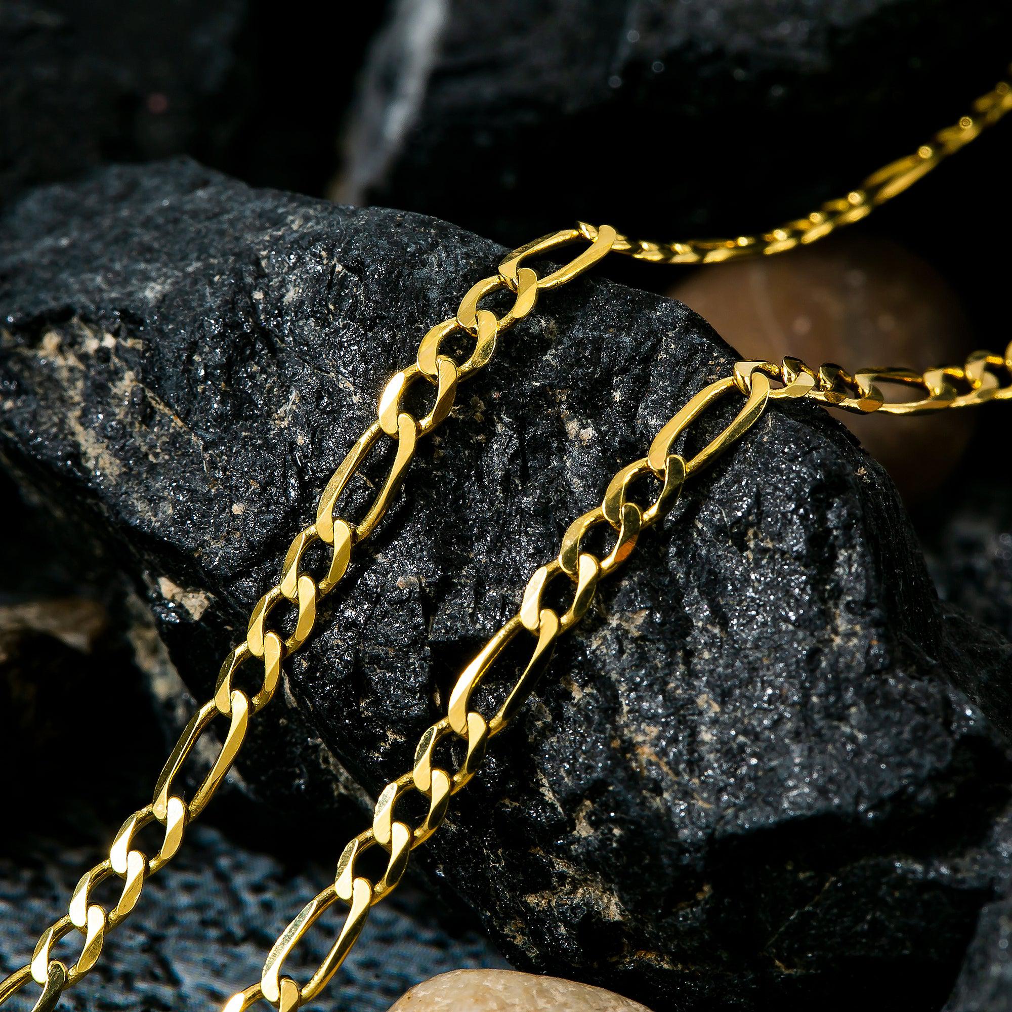 14K YELLOW GOLD 3MM FIGARO CHAIN
