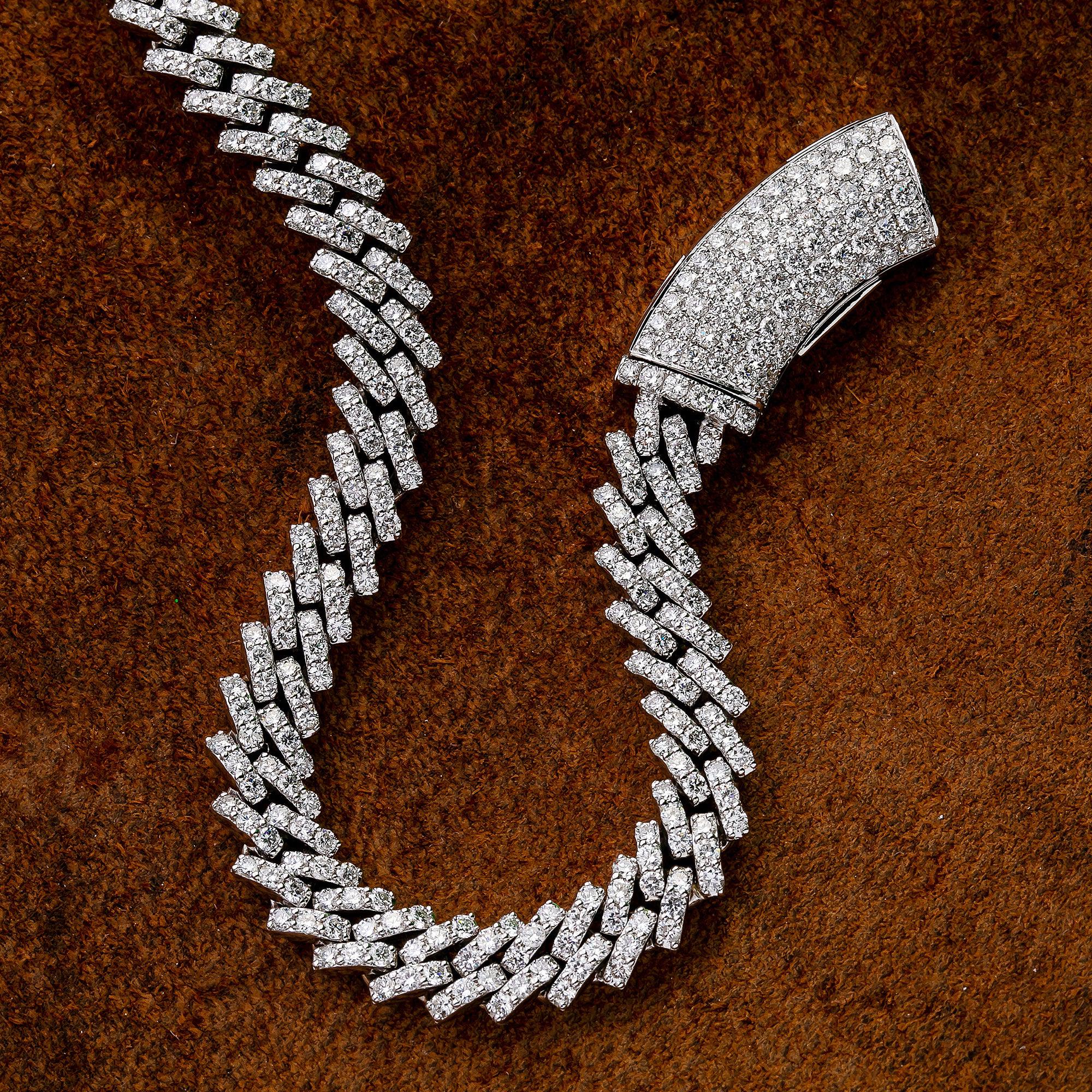 14K WHITE GOLD 20" | 8MM  CUBAN CHAIN WITH 17.86 CT DIAMONDS