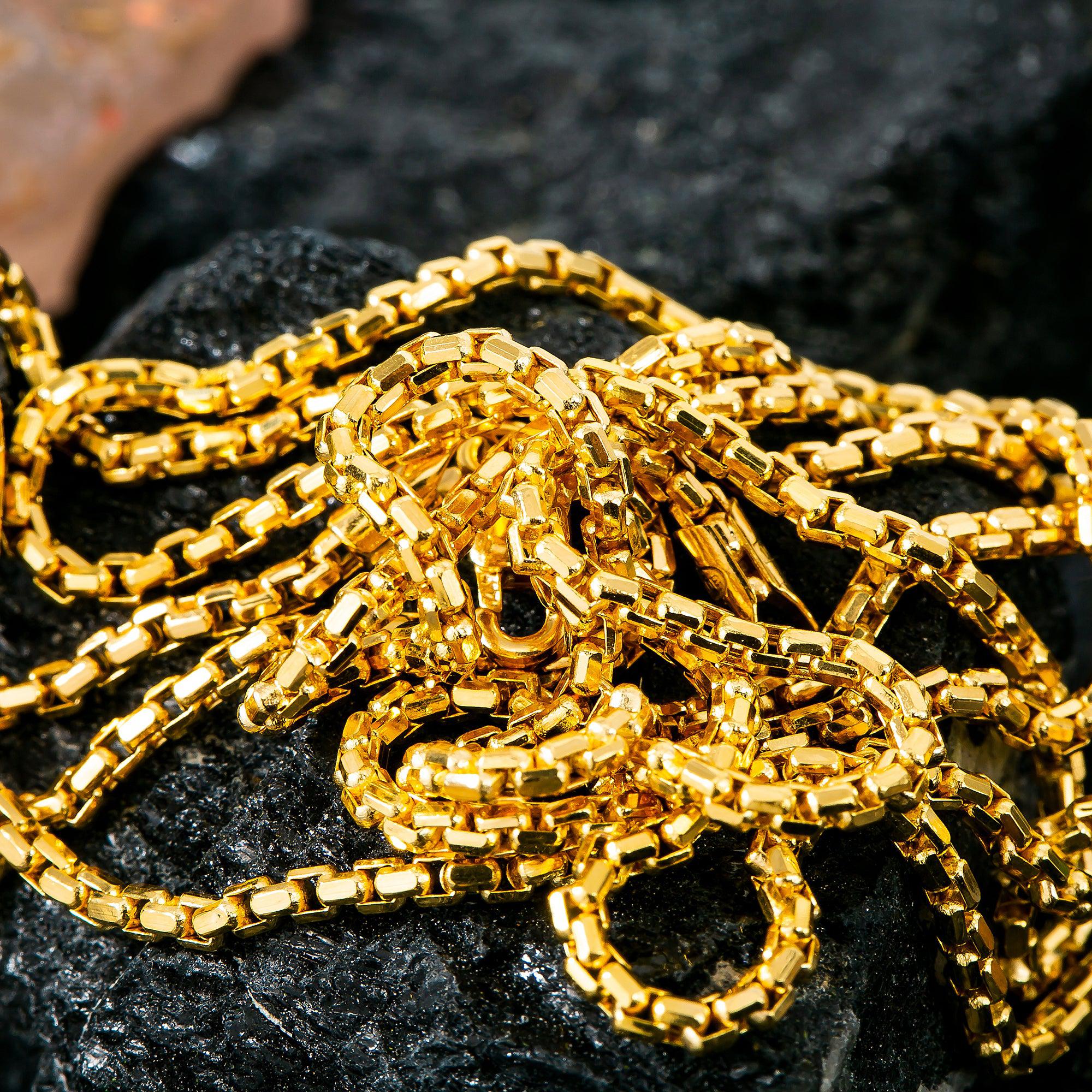 10k Yellow Gold 2.3mm Hollow Box Chain Available In Sizes 18"-28"