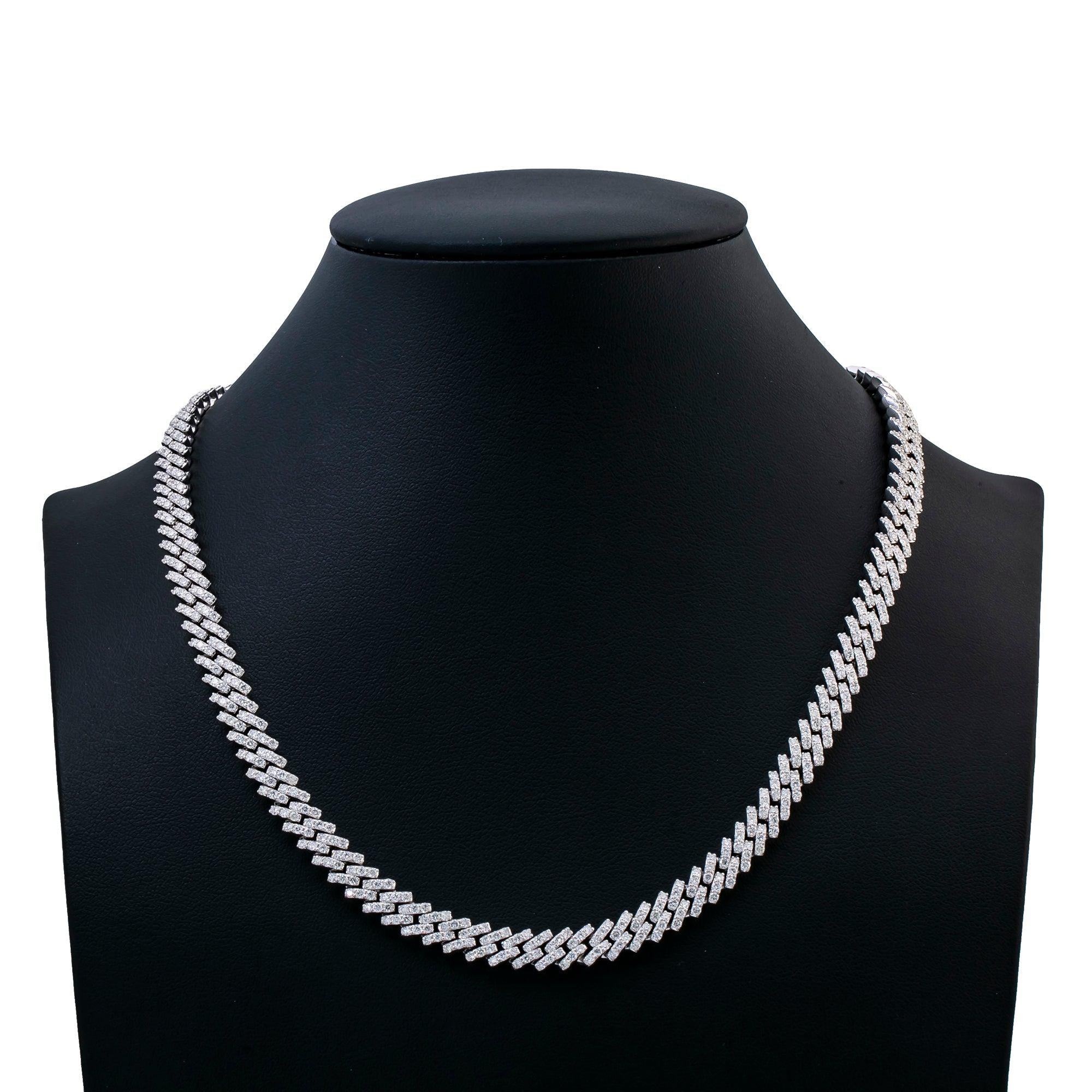 14K WHITE GOLD 20" | 8MM  CUBAN CHAIN WITH 17.86 CT DIAMONDS