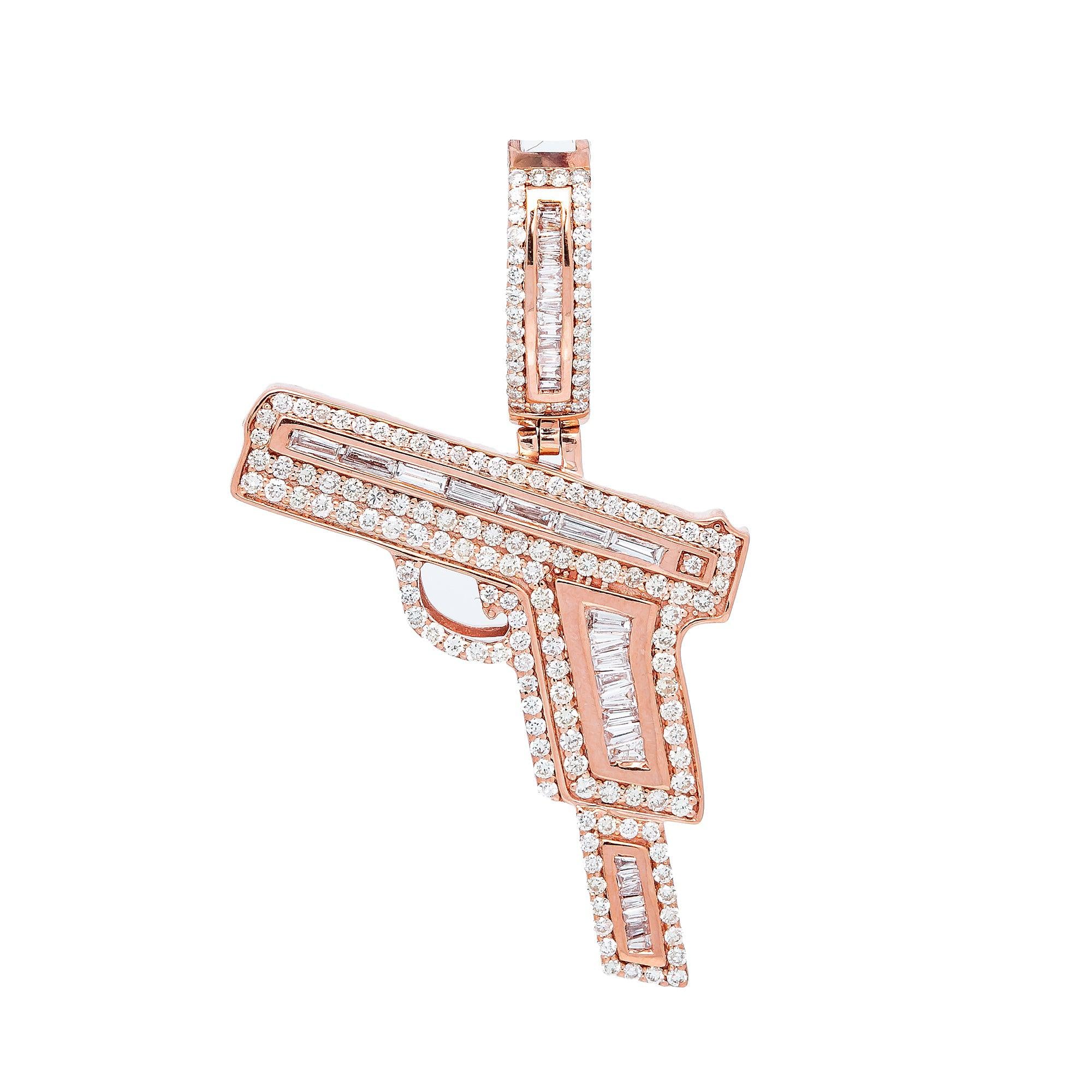 10K ROSE GOLD DIAMOND GUN PENDANT