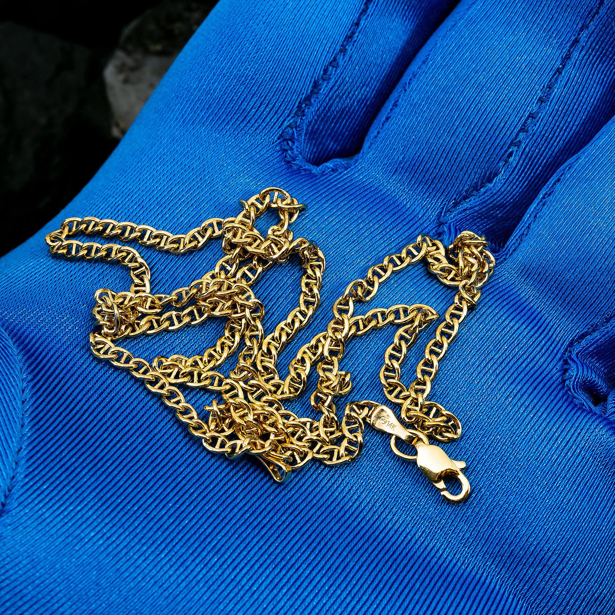 14k Yellow Gold 3mm Fancy Chain Available In Sizes 18"-26"