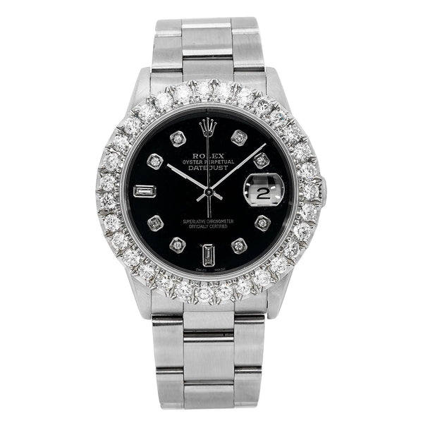 Rolex Datejust 16200 36MM Black Diamond Dial With Stainless Steel