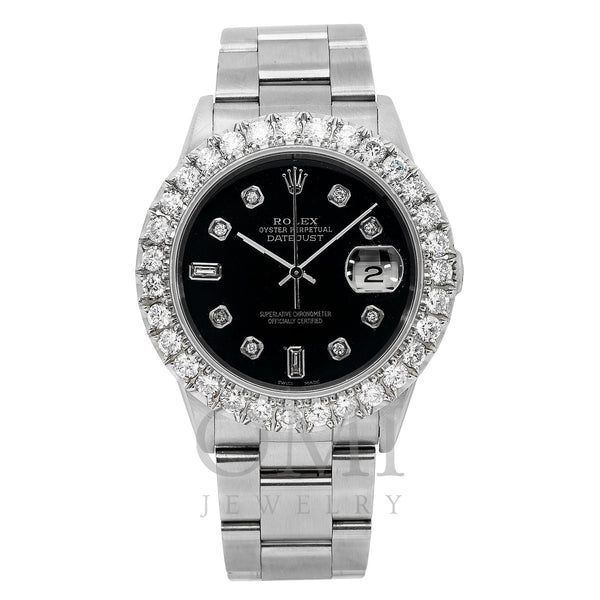 Rolex Datejust 16200 36MM Black Diamond Dial With Stainless Steel Oyster Bracelet