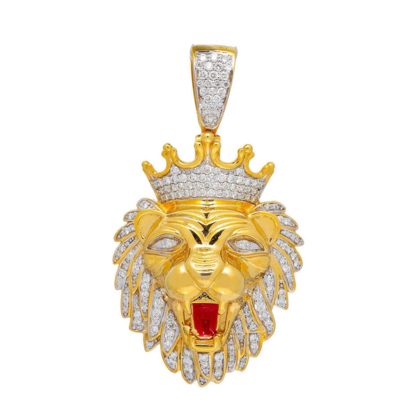 10K YELLOW GOLD DIAMOND LION HEAD PENDANT – OMI Jewelry