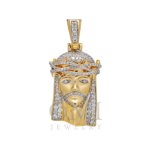 10K YELLOW GOLD DIAMOND JESUS HEAD PENDANT