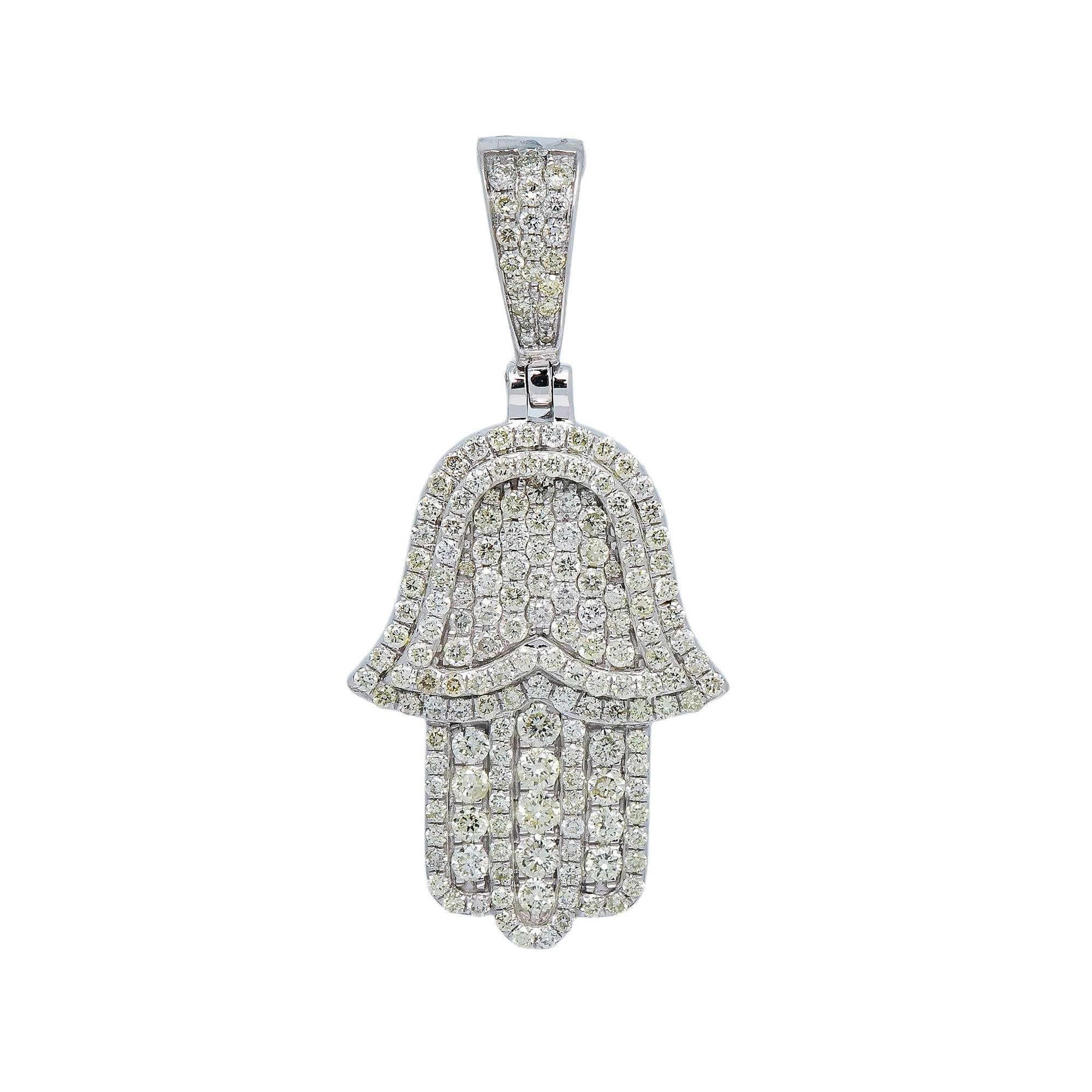 14K WHITE GOLD DIAMOND HAMSA PENDANT